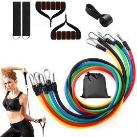 11Pcs Resistance Bands Set Fitness Workout Tubes Exercise Tube Bands Up to 100lbs w/ Door Anchor Handles Ankle Straps for Physical Training Yoga