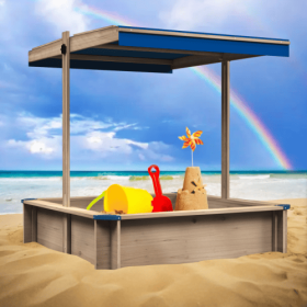 Sandpit For Kids Wooden Playset Beach Terrace Outdoor Backyard - Upgraded Retractable, Natural Colors (Option: Natural color)