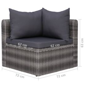 vidaXL 6 Piece Patio Sofa Set with Cushions & Pillows Poly Rattan Gray (Option: as picture)