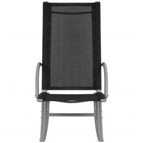 vidaXL Patio Rocking Chairs 2 pcs Steel and Textilene Black (Option: as picture)