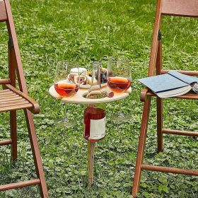 Portable Outdoor Folding Wooden Wine Table Wine Glass Holder for Beach Backyard Picnic Party (Option: Wooden wine table)