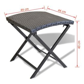 vidaXL Folding Stool Poly Rattan Black (Option: as picture)