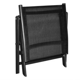 vidaXL Folding Footstool Black Aluminium and Textilene (Option: as picture)