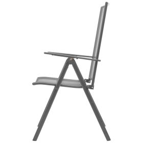 vidaXL Stackable Patio Chairs 2 pcs Steel Gray (Option: as picture)