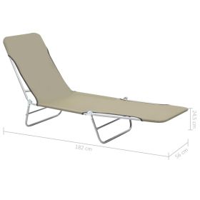 vidaXL Folding Sun Loungers 2 pcs Steel and Fabric Taupe (Option: as picture)